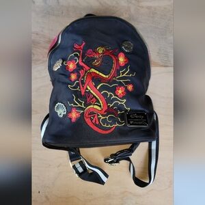 RARE Disney Loungefly Mushu Satin Backpack